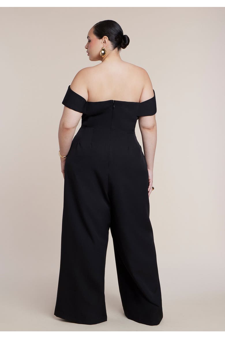 Off The Shoulder Structured Jumpsuit, Alternate, color, BLACK ONYX