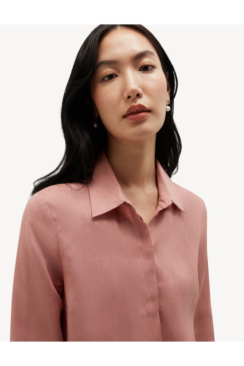 Nita Three-Quarter Sleeve Linen Shirt, Alternate, color, Softpeachpink