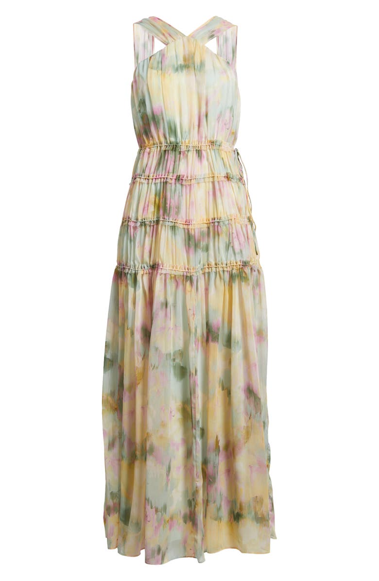 Parker The Camille Floral Tiered Maxi Dress, Alternate, color, Seafoam