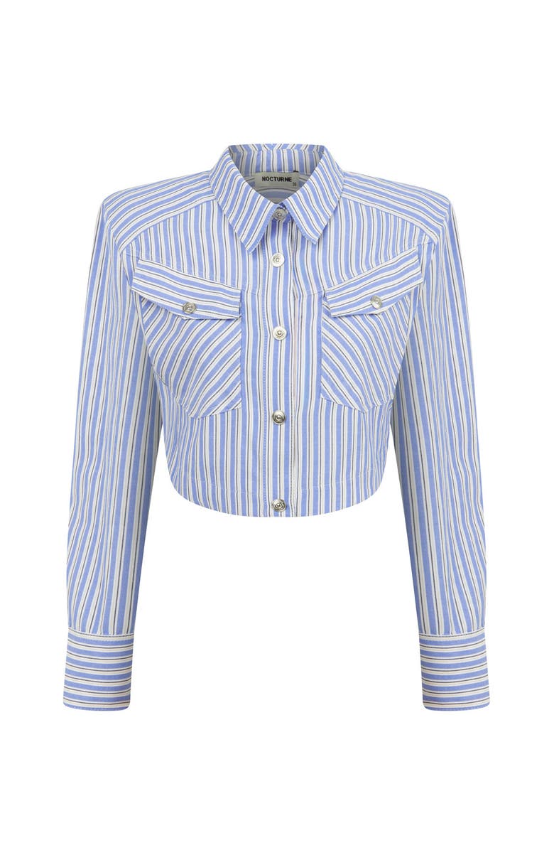 Nocturne Striped Shirt with Shoulder Pad, Alternate, color, 