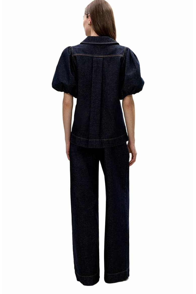 Gabrielle Denim Blouse, Alternate, color, DEEP SEA WASH
