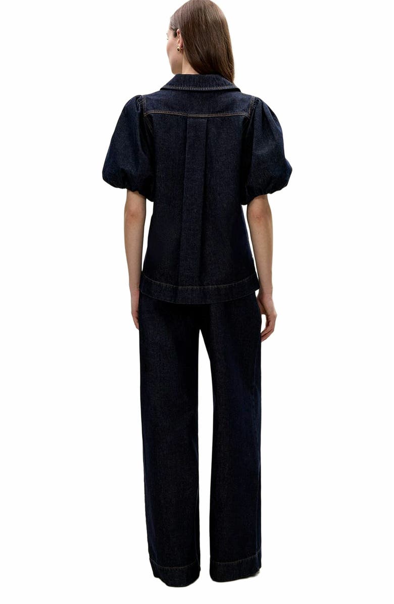 Rebecca Taylor Gabrielle Denim Blouse, Alternate, color, Deep Sea Wash