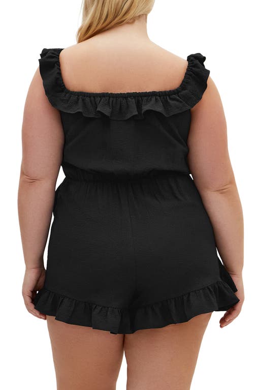 City Chic Christa Ruffle Crepe Romper In Black