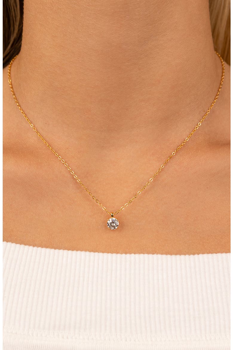Round Cubic Zirconia Pendant Necklace, Alternate, color, GOLD