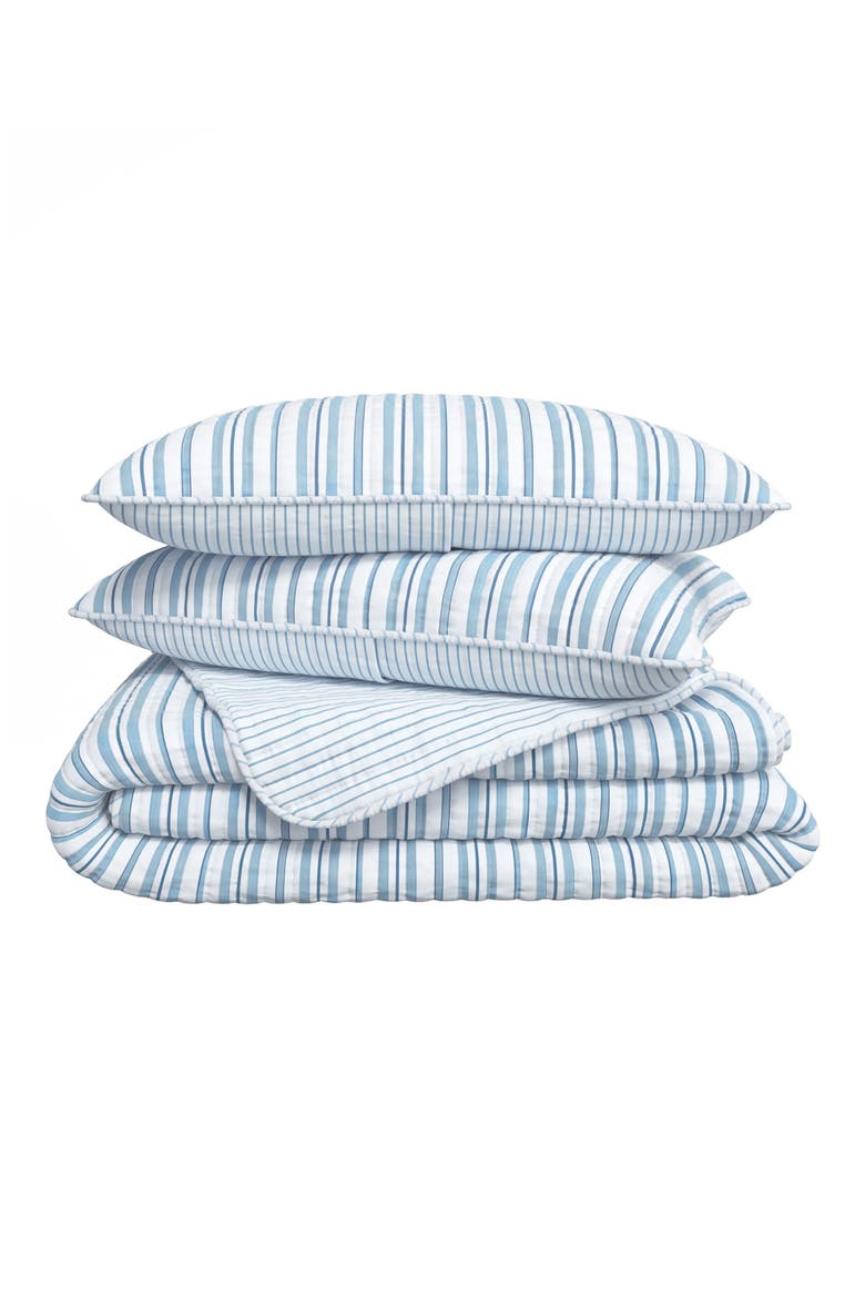 Watercolor Striped Quilt Set, Main, color, BLUE WATERCOLOR STRIPE