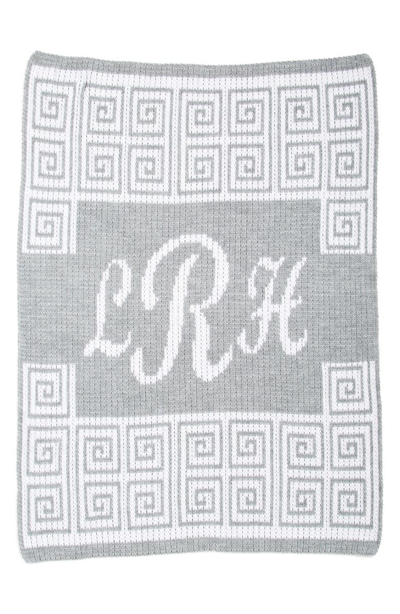 Butterscotch Blankees 'Script' Personalized Blanket, Main, color, Heather Grey/ Off White