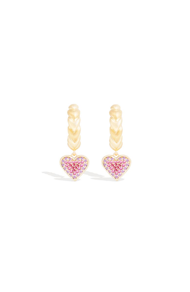 Campbell + Charlotte Juju Heart Charm Huggie, Main, color, Gold