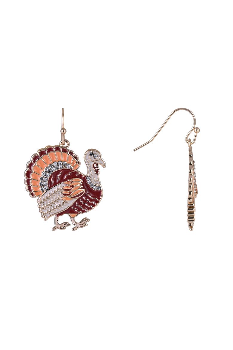 Enamel Turkey Earrings, Alternate, color, Orange