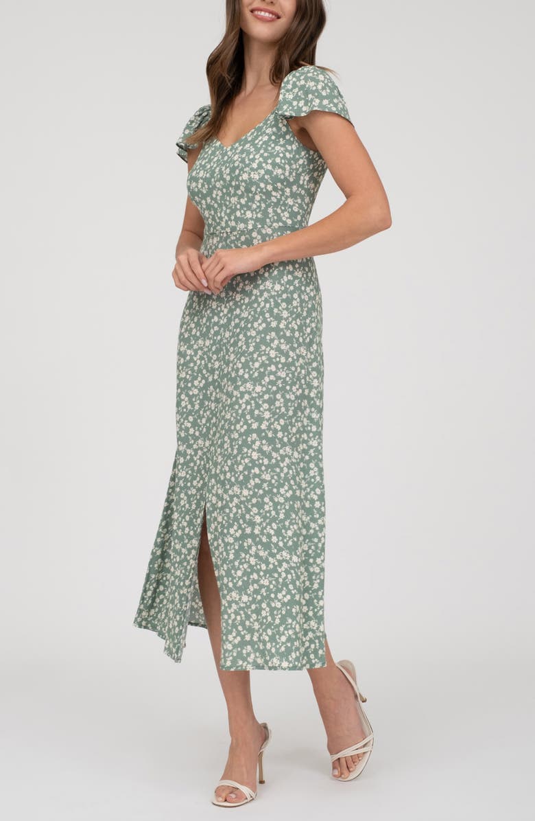 Blu Pepper Flutter Sleeve Midi Dress, Alternate, color, Green