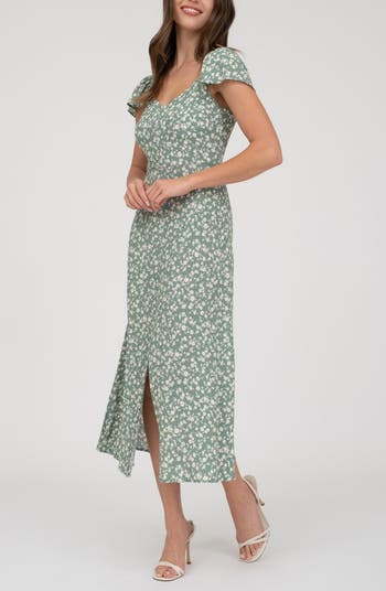 Flutter Sleeve Midi Dress