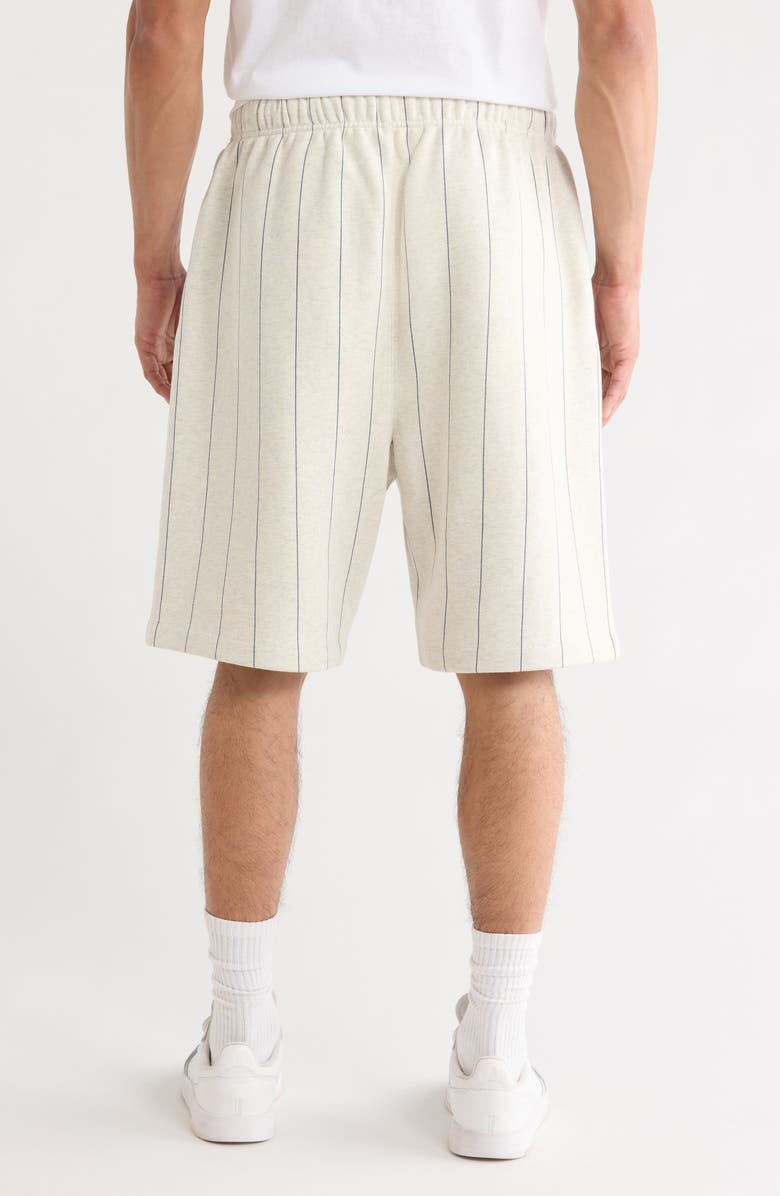 Fear of God Essentials x MLB Yankees '90s Drawstring Cotton Blend Sweat Shorts, Alternate, color, Oatmeal Heather/ Pinstripes