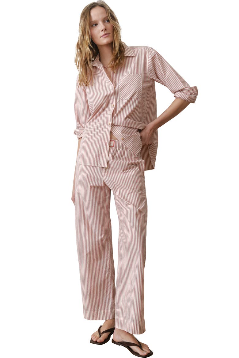Marisol Pima Cotton Wide Leg Pants, Alternate, color, CLAY STRIPE