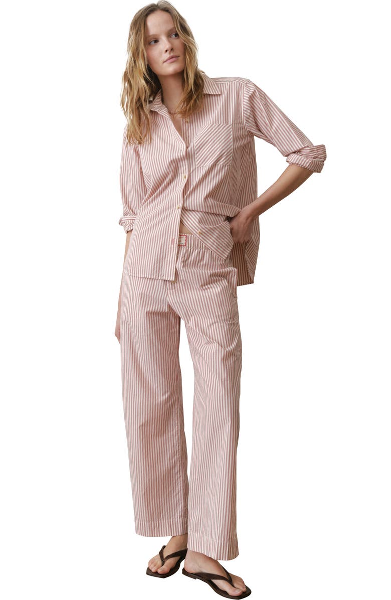 Marine Layer Marisol Pima Cotton Wide Leg Pants, Alternate, color, Clay Stripe