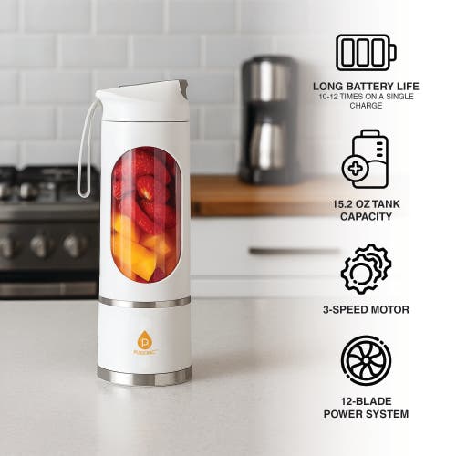 Pursonic Wellness Essentials Bundle Bathroom Digital Scale + Usb Portable Juicer & Blender Cup In White