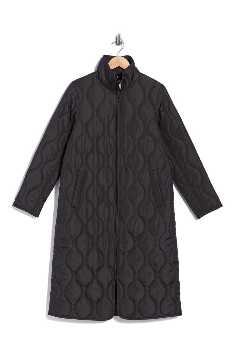 Long Quilted Coat, Alternate, color, BLACK