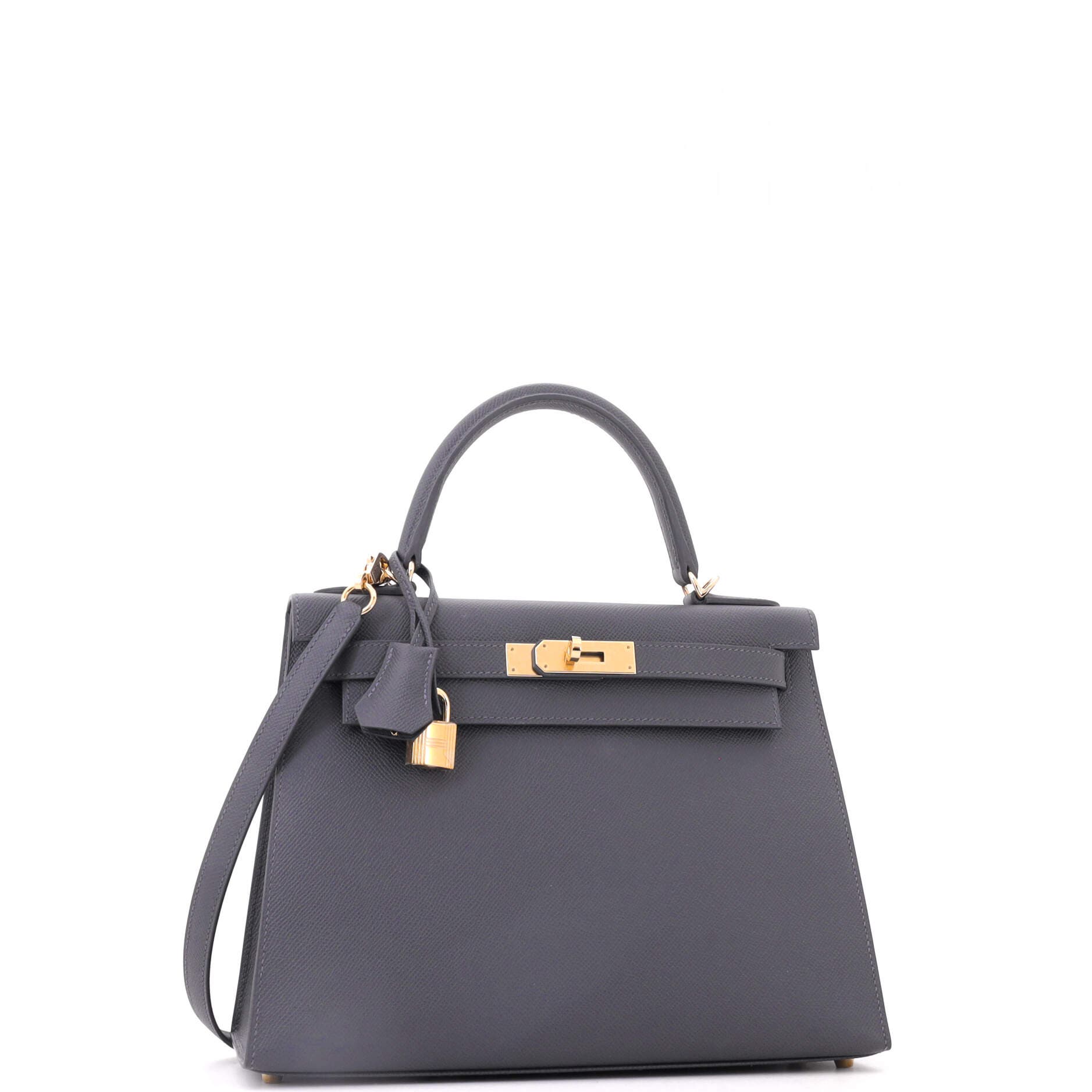Kelly Handbag Grey Epsom with Permabrass Hardware 28, Alternate, color, Grey