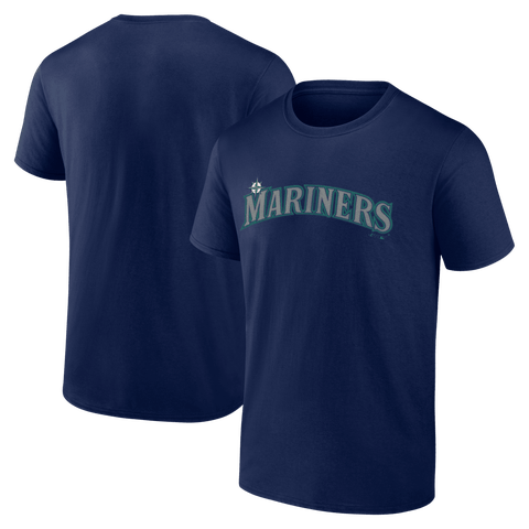 Men's Logo Athletic Navy Seattle Mariners Wordmark T-Shirt