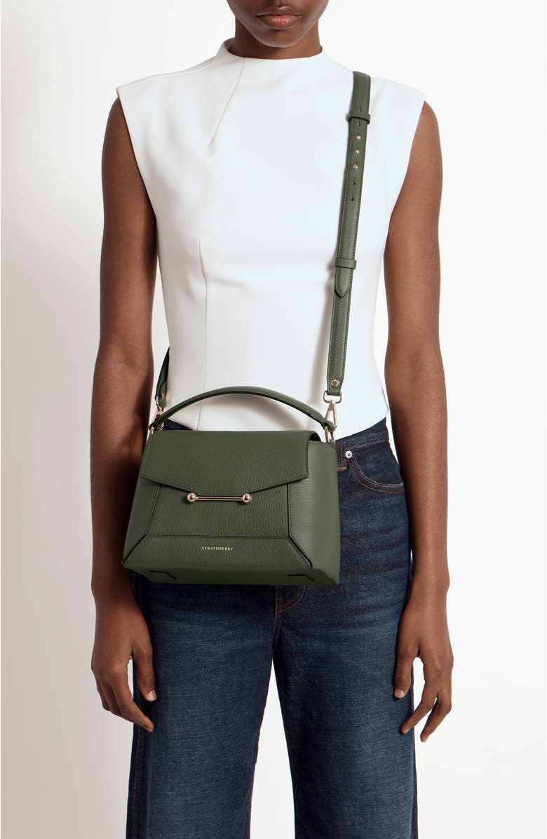 Strathberry Mosaic Leather Top Handle Bag, Alternate, color, Pine Green