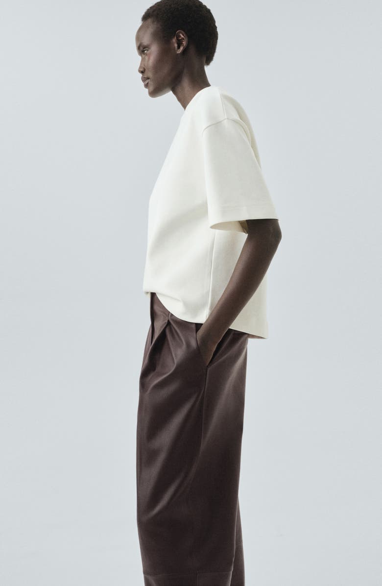 MANGO Selection Leather Straight Leg Pants, Alternate, color, Brown