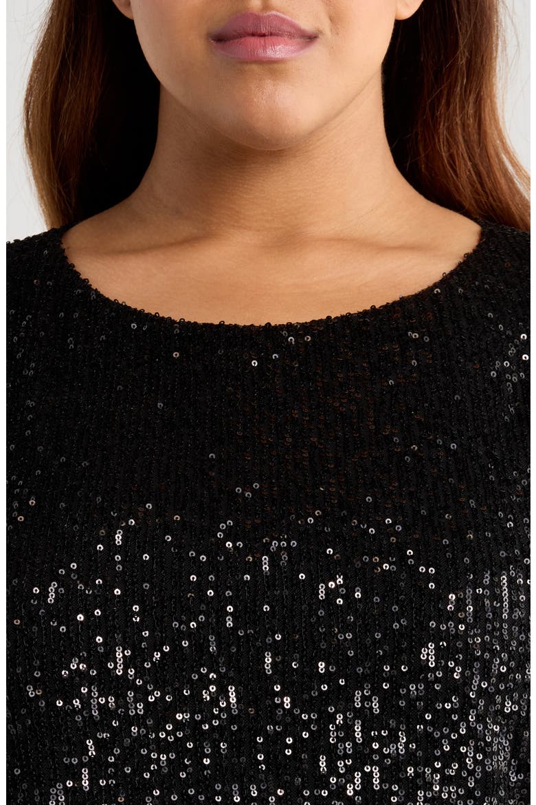 Sequin Tie Hem Top, Alternate, color, BLACK
