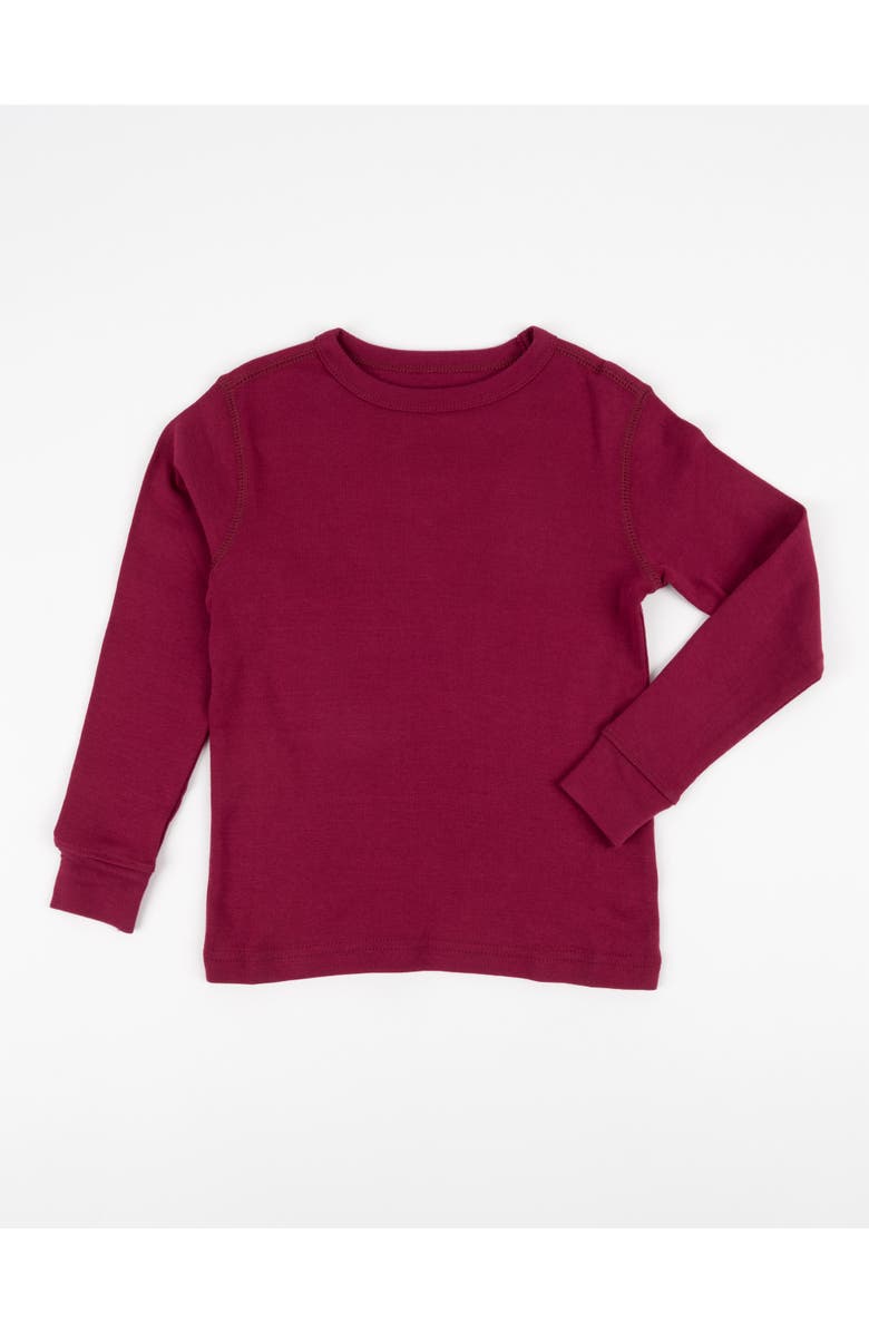 Leveret Kids Long Sleeve T-Shirt, 100% Cotton, Solid Colors, Alternate, color, Maroon