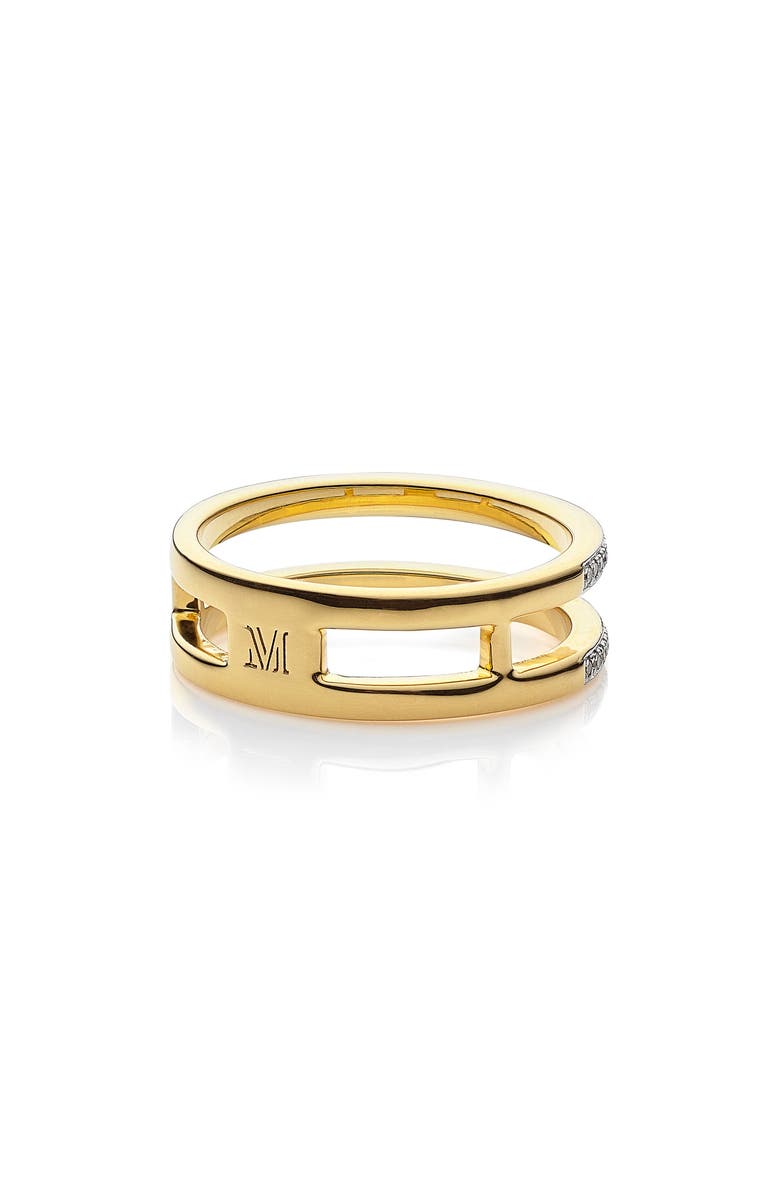 Monica Vinader Skinny Double Band Diamond Ring, Alternate, color, Yellow Gold