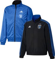 adidas Men's adidas Black/Blue San Jose Earthquakes 2023 On-Field Anthem Full-Zip Reversible Team Jacket