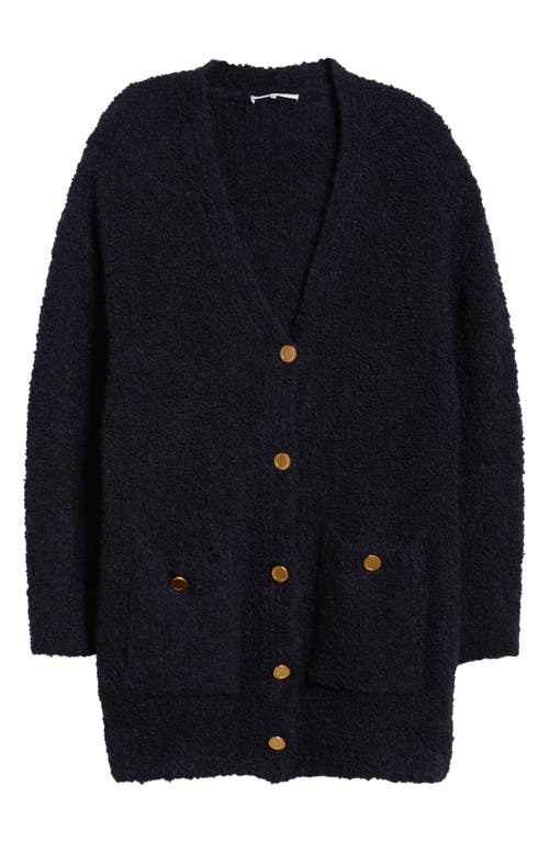 Frame Boucle Boyfriend Cardigan In Navy In Blue