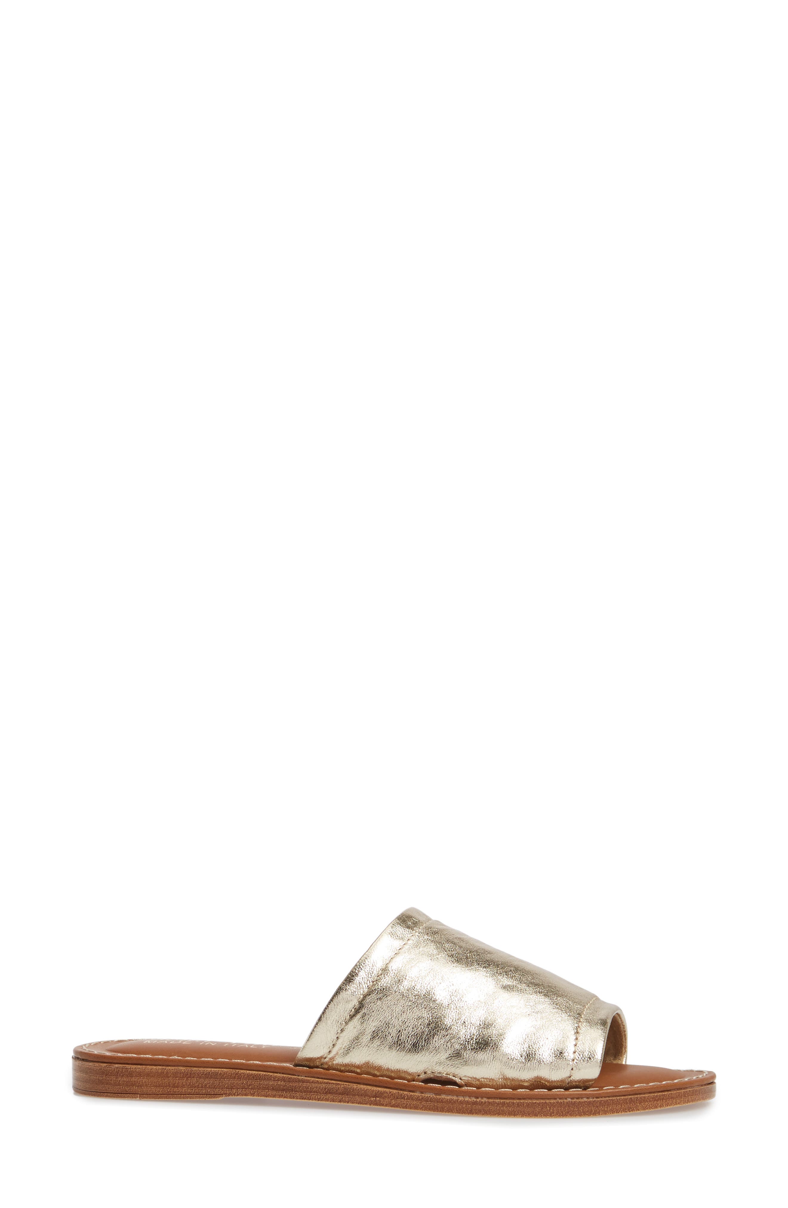 Ros Slide Sandal, Alternate, color, GOLD LEATHER