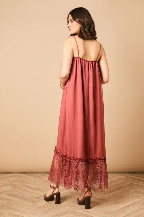 Oasis Babydoll Floaty Lace Detail Maxi Dress In Red