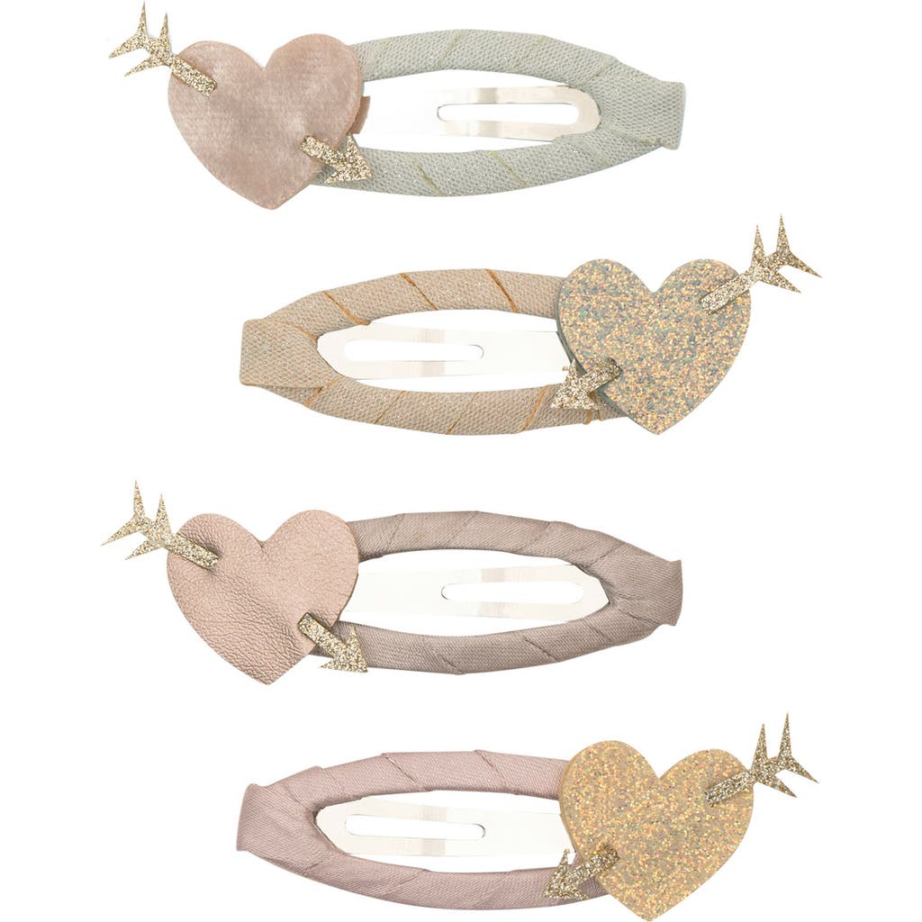 Mimi & Lula Kids' 4-pack Cupid Heart Clic Clac Hair Clips In Pink