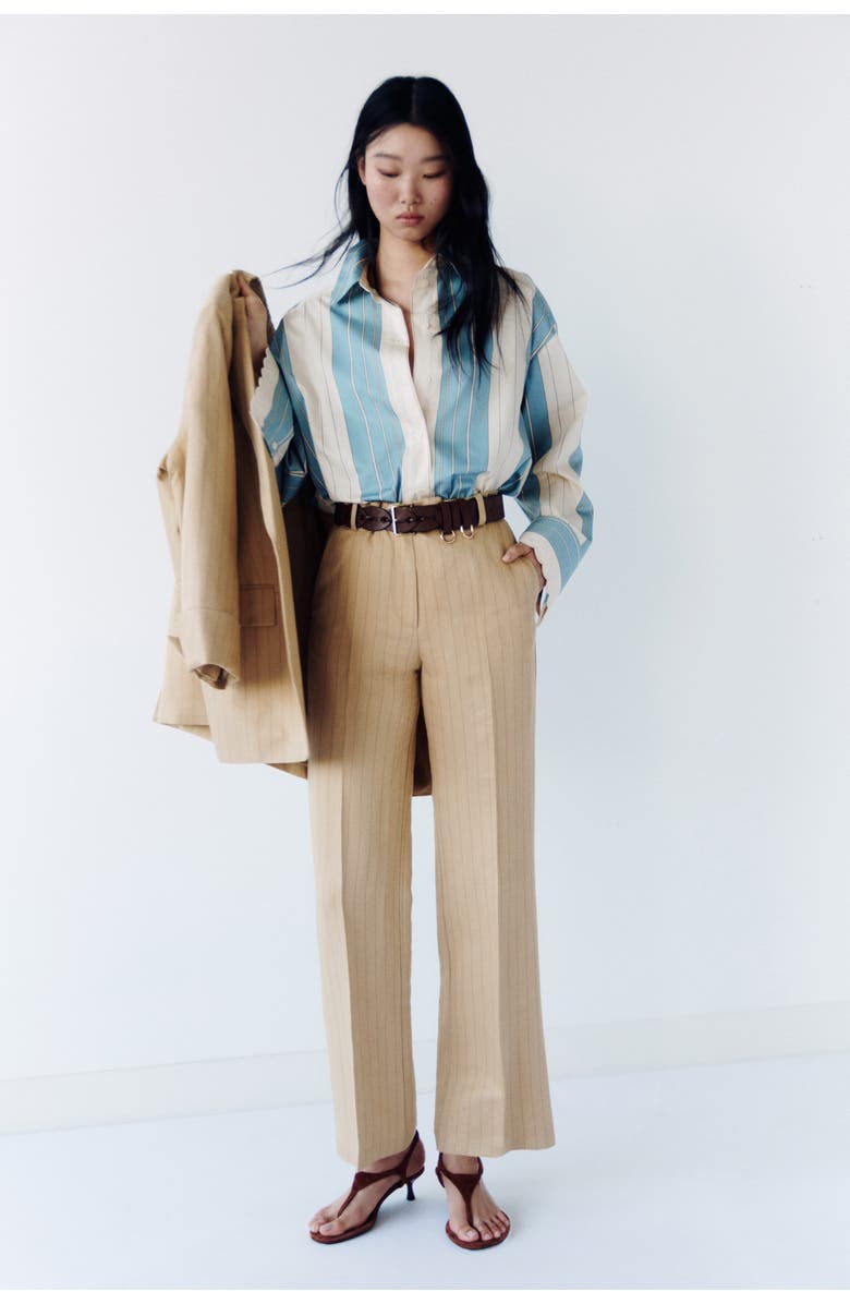 H&M Tailored Linen-blend Trousers, Alternate, color, 