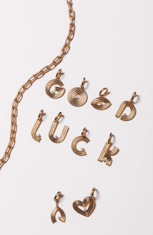 Shop Adina Reyter Groovy Heart Charm Pendant In Yellow Gold/diamond