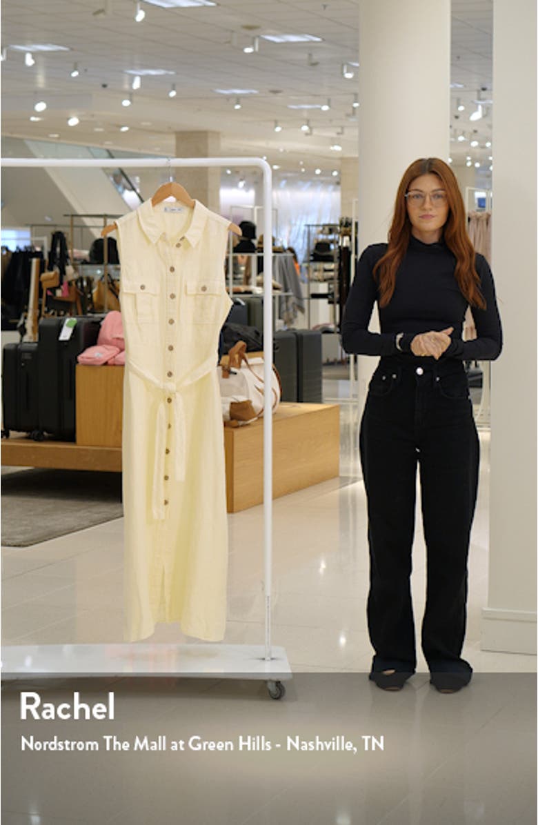 Sleeveless Belted Linen Midi Shirtdress, sales video thumbnail