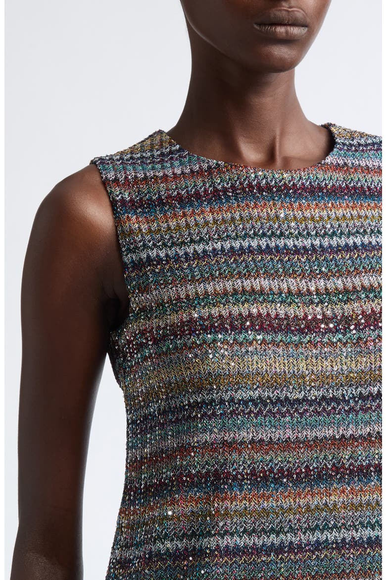Sequin Metallic Jacquard Stripe Minidress, Alternate, color, SMSQW-MULTI BLUE RED BEIGE