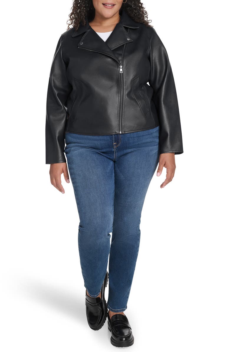 Levi's<sup>®</sup> Slim Fit Faux Leather Moto Jacket, Alternate, color, Black