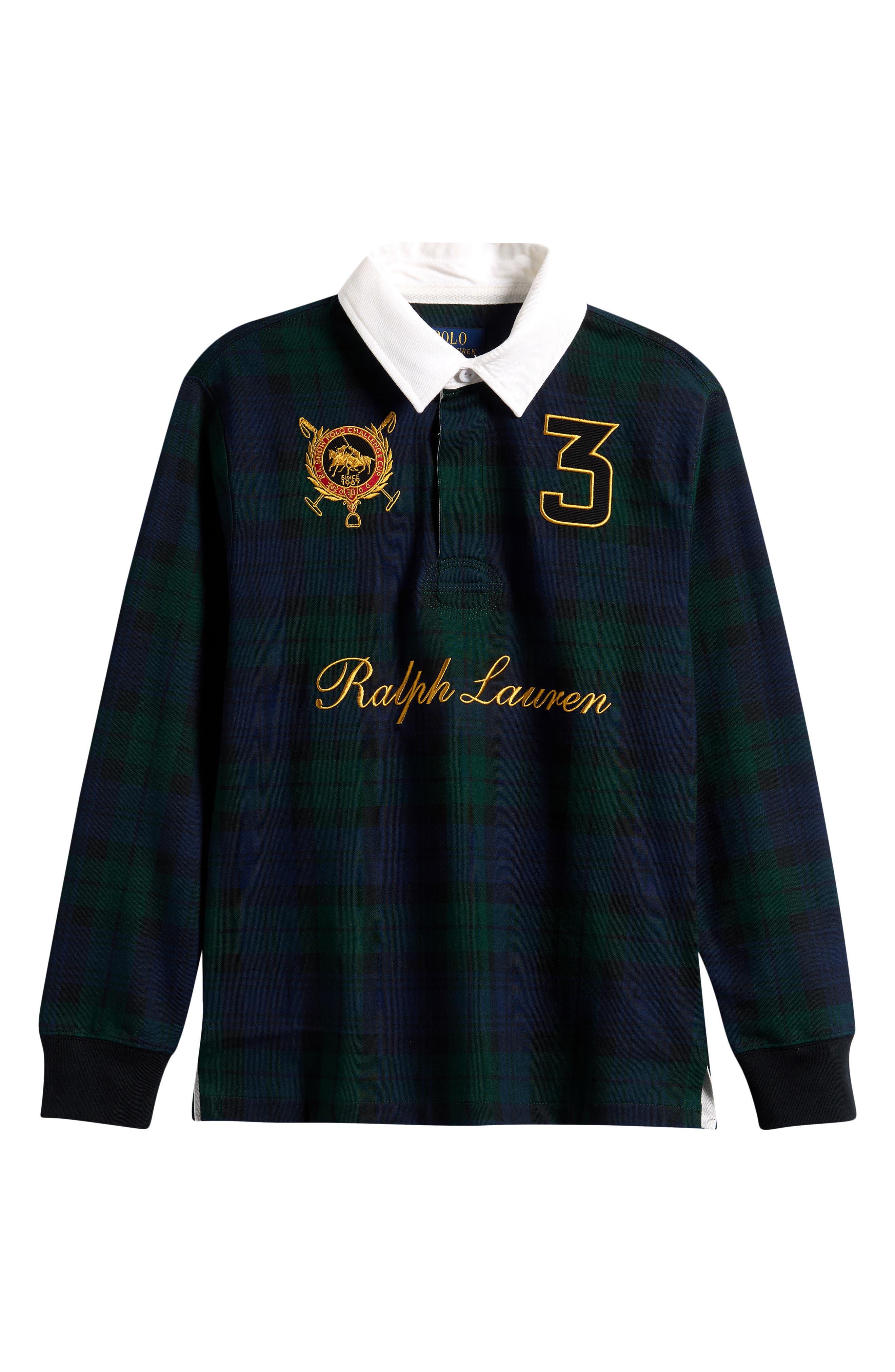 Polo Ralph Lauren Kids' Plaid Long Sleeve Cotton Jersey Rugby Polo ...