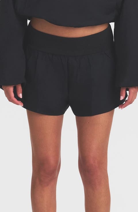 Woven Stretch Cotton Flutter Shorts