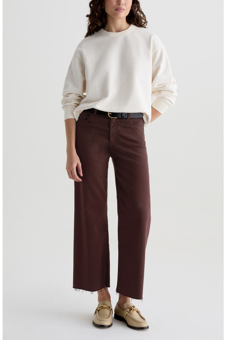 Saige Raw Hem Ankle Wide Leg Jeans, Alternate, color, COFFEE BEAN