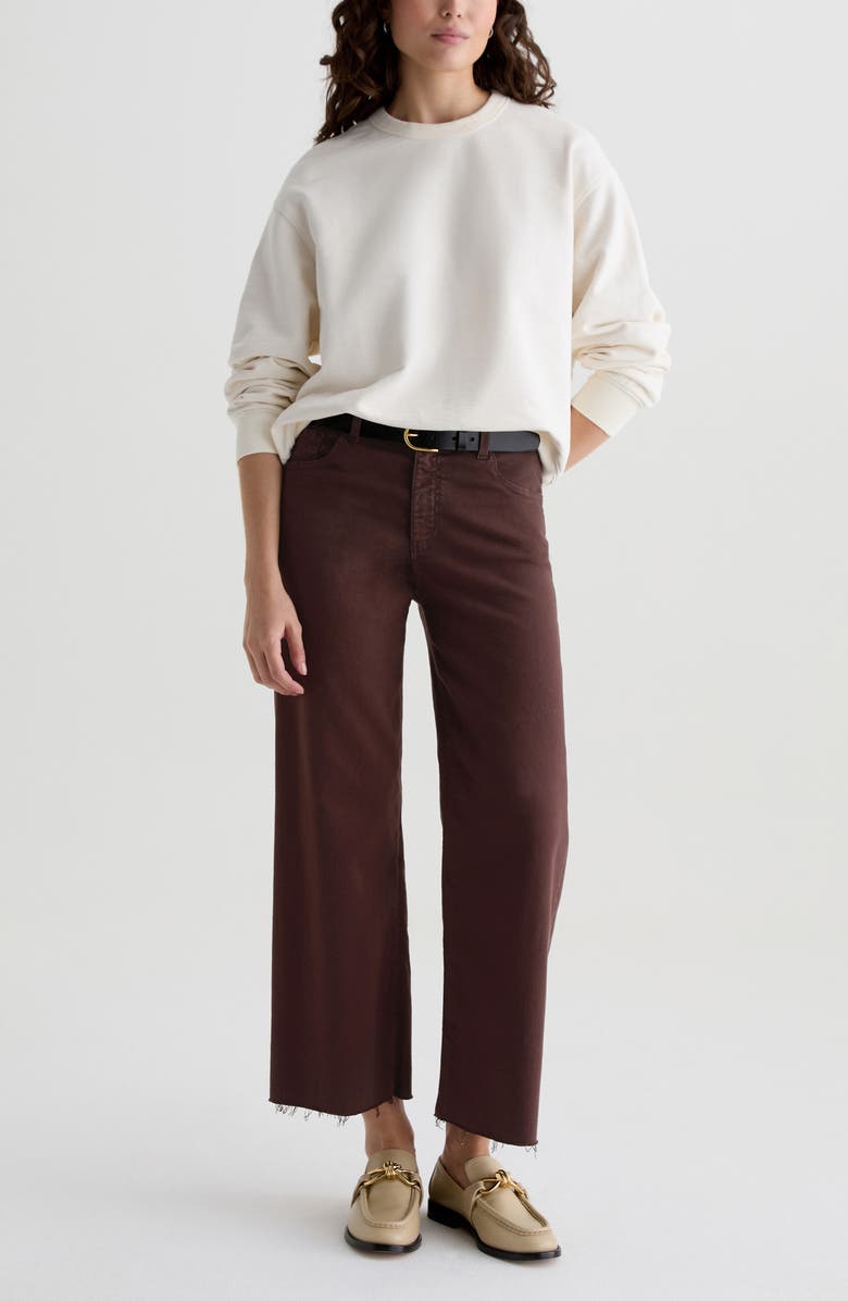 AG Saige Raw Hem Ankle Wide Leg Jeans, Alternate, color, Coffee Bean