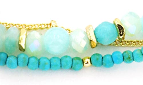 Panacea Mint Beaded Layered Slider Bracelet In Green