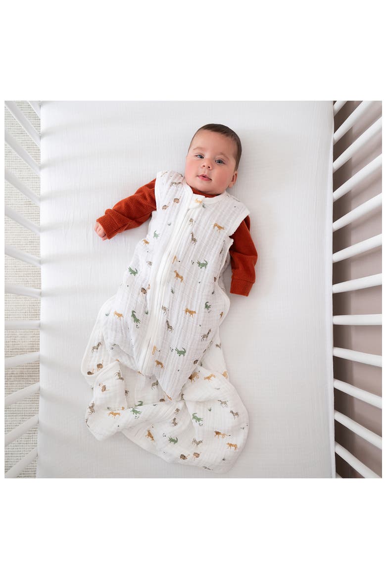 Organic Cotton Muslin Wearable Blanket, Alternate, color, SAFARI DREAMS