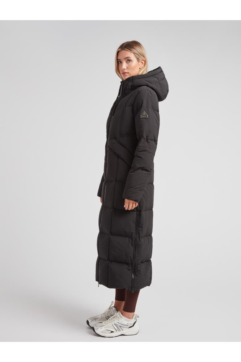 Black Star Extra Long Down Coat, Alternate, color, BLACK