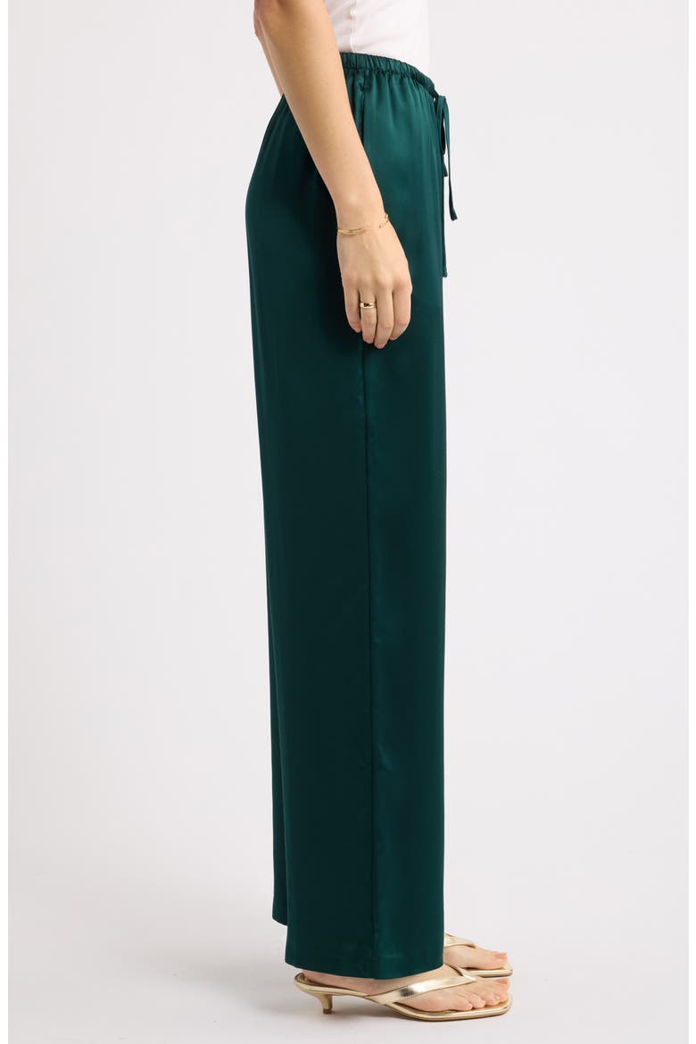 Wide Leg Satin Pants, Alternate, color, GREEN PONDEROSA