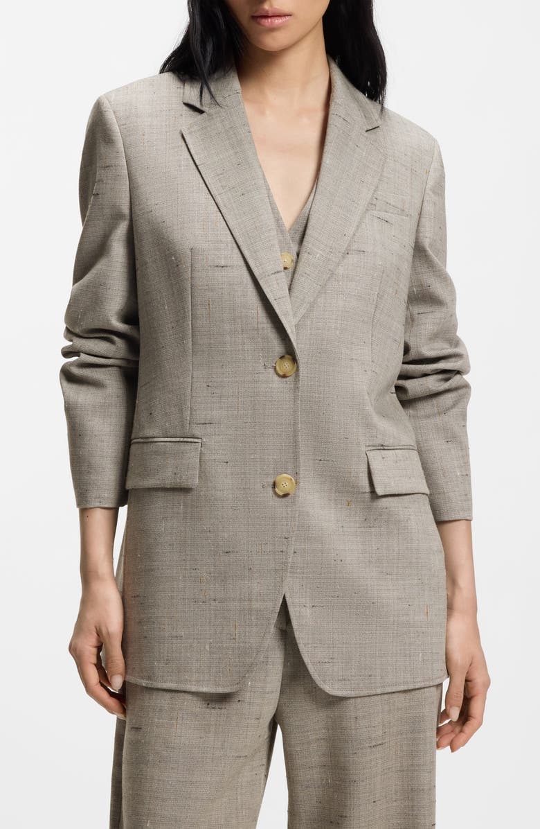BOSS Jemma One-Button Blazer, Main, color, Pumice Wool Texture