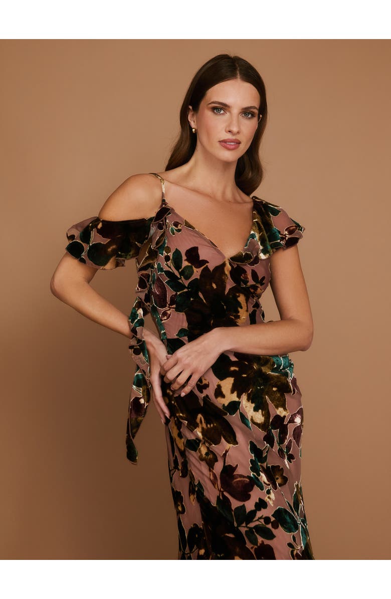 Six Stories Floral Devore Strappy Dress, Alternate, color, Turquoise