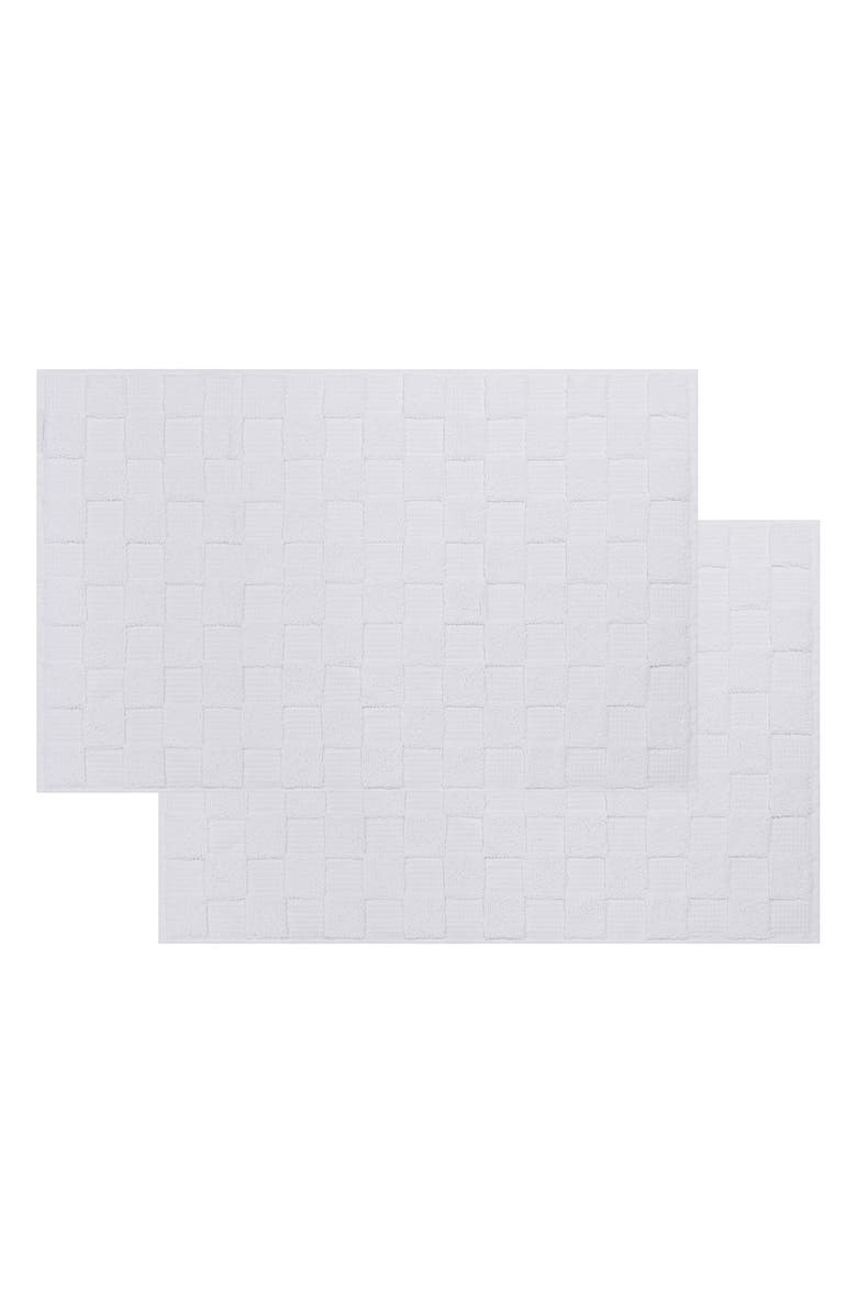 DePera Waffle Terry 2-Piece Turkish Bath Mat Set, Main, color, White