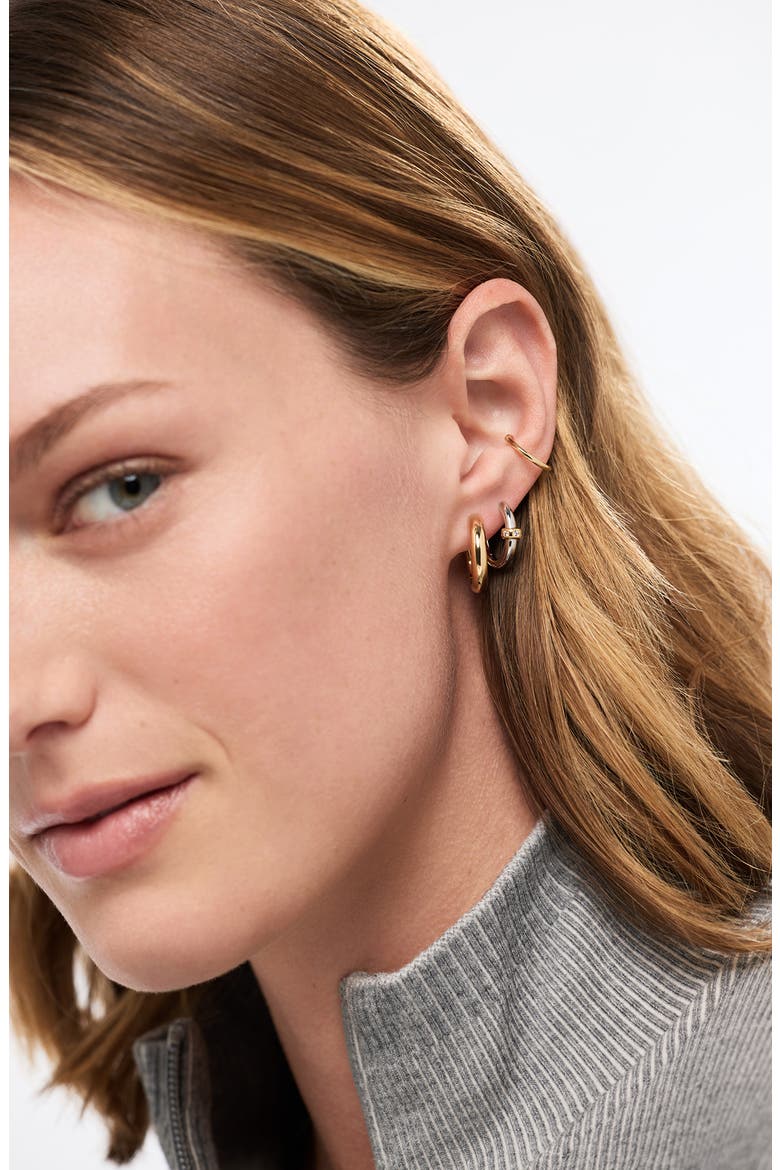 Cyrus Two-Tone Hoop Earrings, Alternate, color, GOLD / SILVER