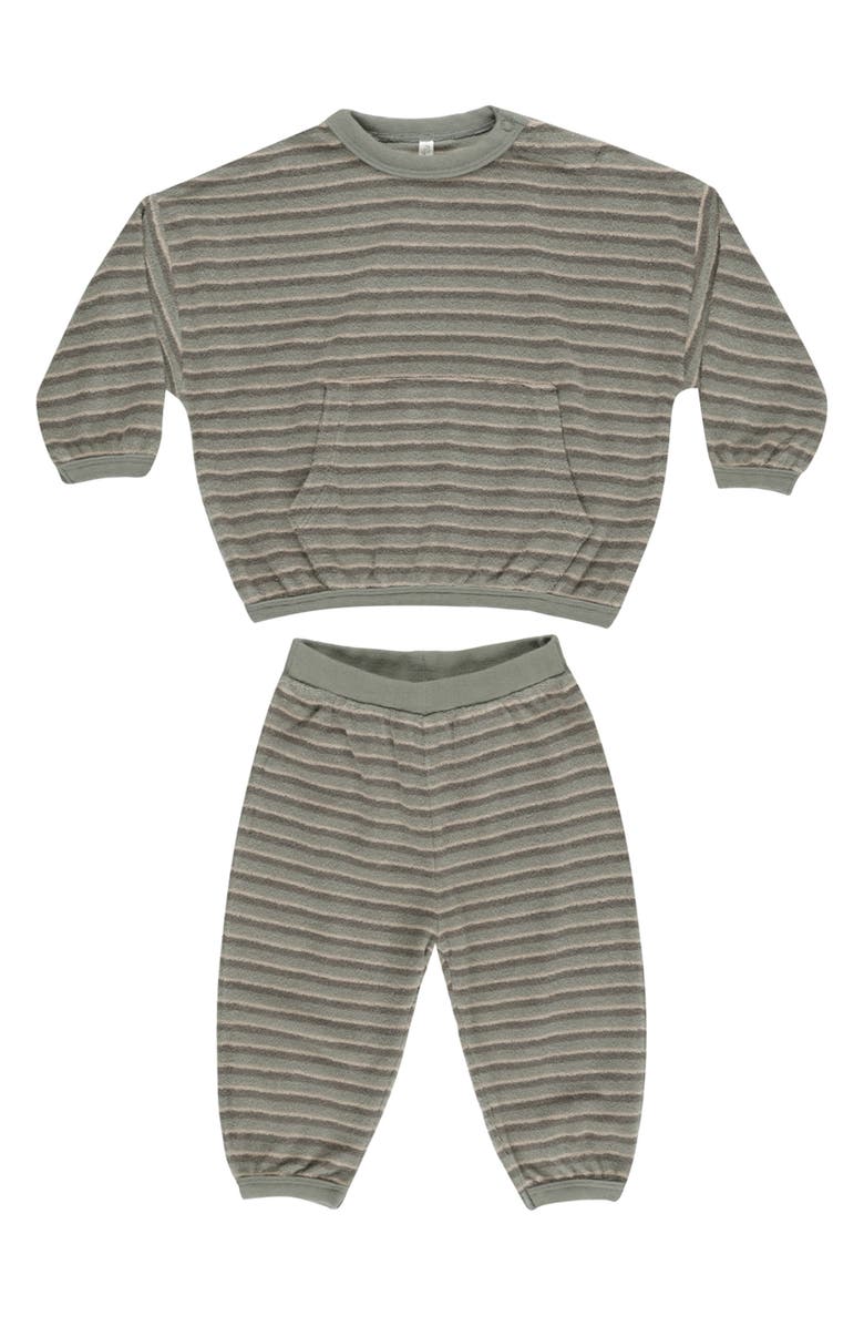 Rylee + Cru Stripe Cotton Blend Knit Top & Pants Set, Main, color, 