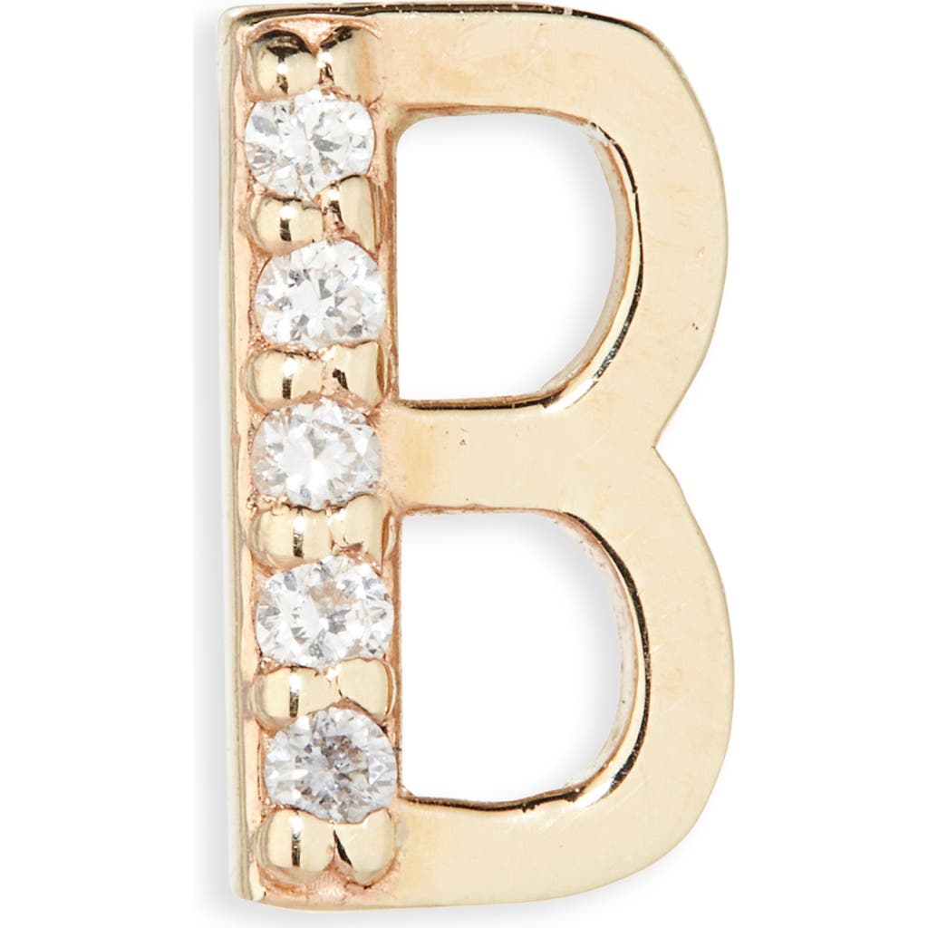 Lana 14k Gold Diamond Initial Single Stud Earring In Brown